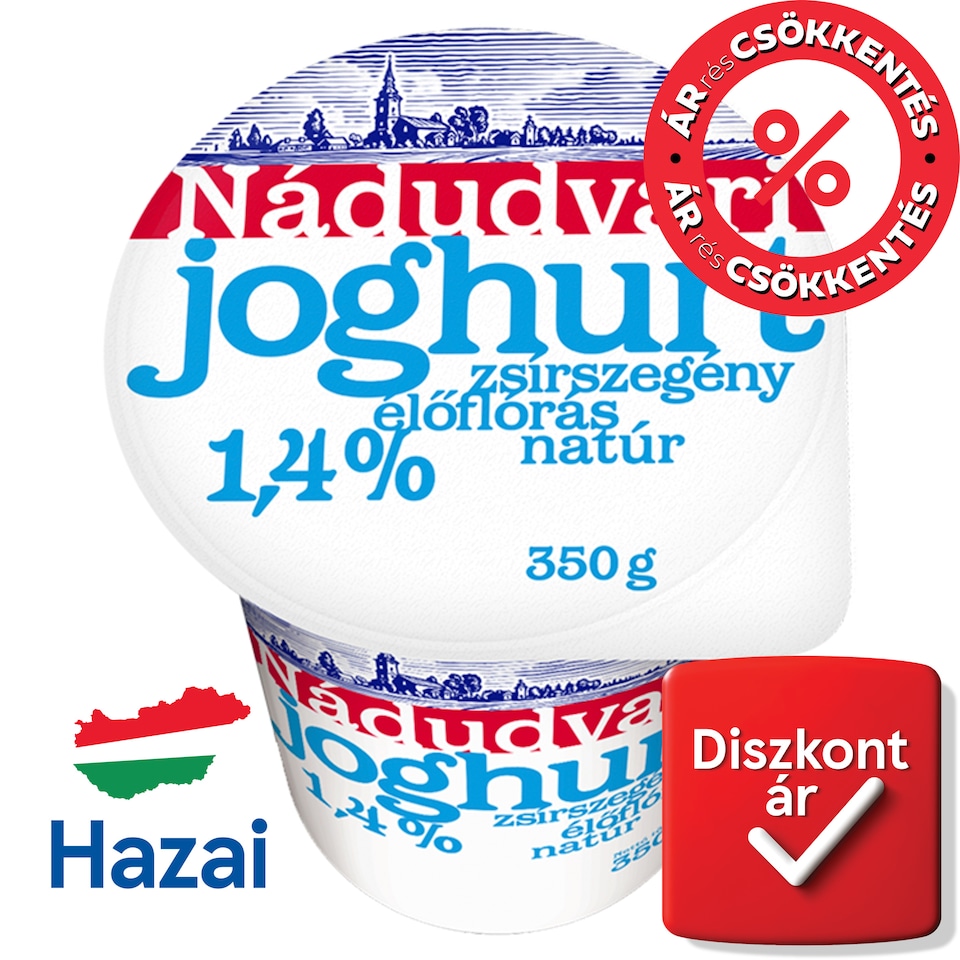 Nádudvari zsírszegény élőflórás natúr joghurt 1,4% 350 g