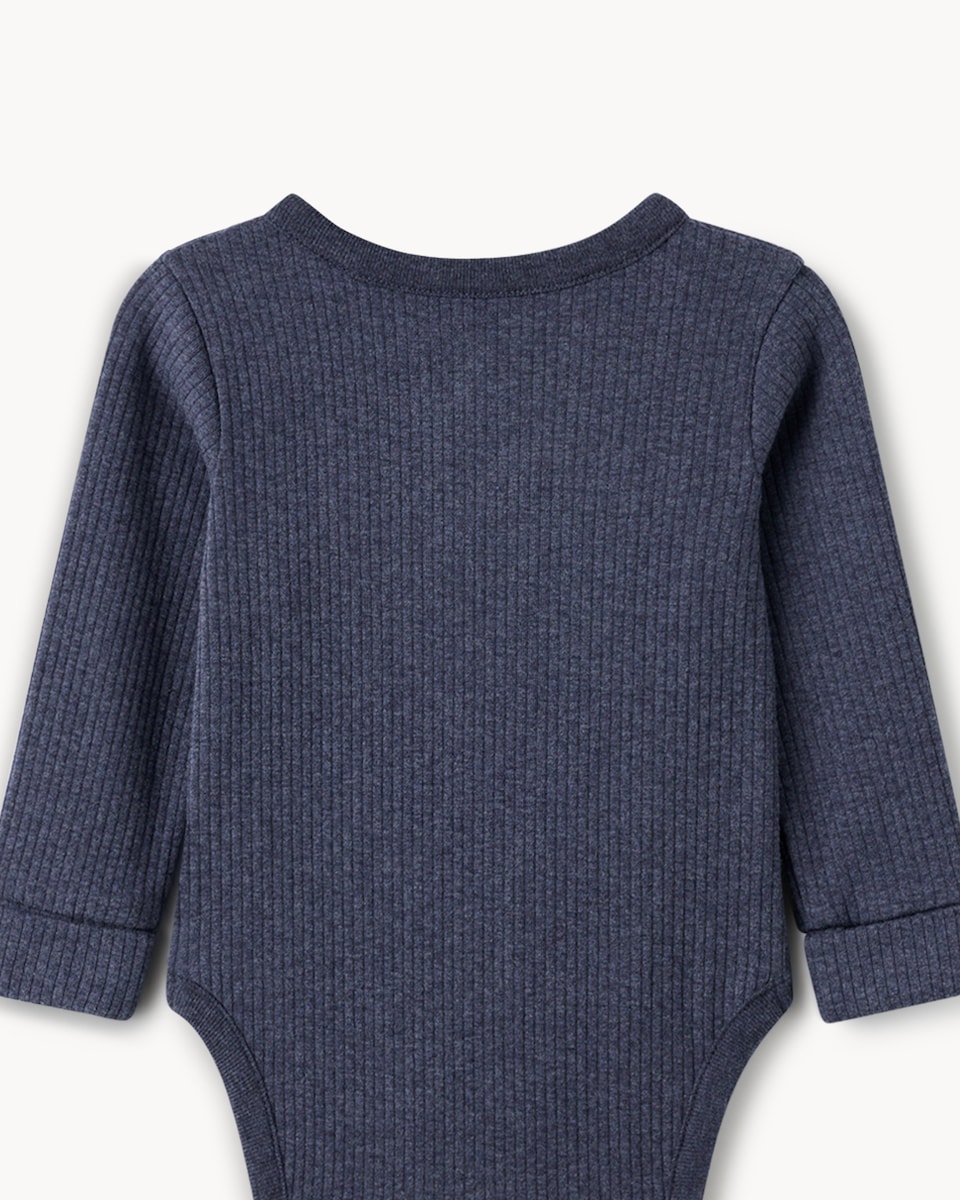 image 1 of F&F Baby 3-Pack Cotton Rich Bodysuits in Blue
