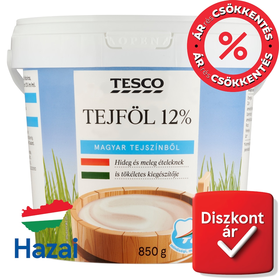 Tesco félzsíros tejföl 12% 850 g