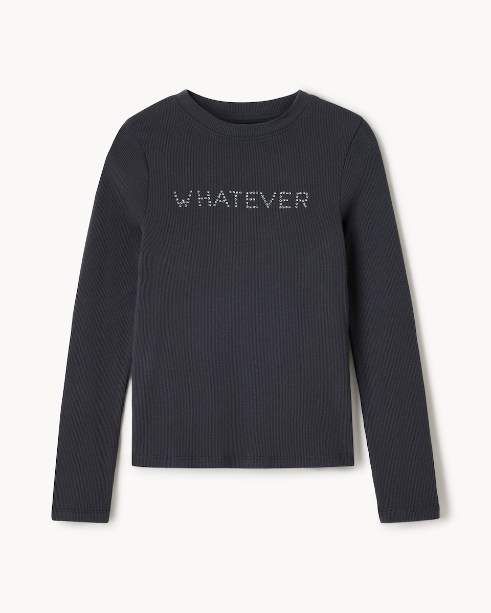 image 1 of F&F Girls Cotton Rich Whatever Top in Grey