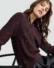 image 2 of F&F Knitted Sequin V Neck Jumper in Burgundy