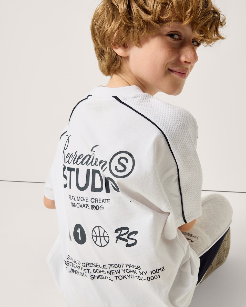 image 1 of F&F Boys Pure Cotton Printed T-Shirt in White