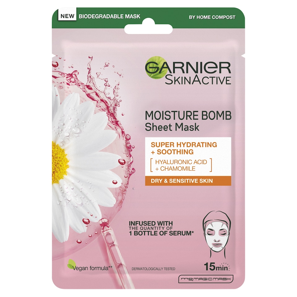 image 1 of Garnier Moisture Bomb Hydrating Face Mask Chamomile