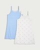 image 1 of F&F Girls 2-Pack Heart and Bow Print Nightdresses in Blue