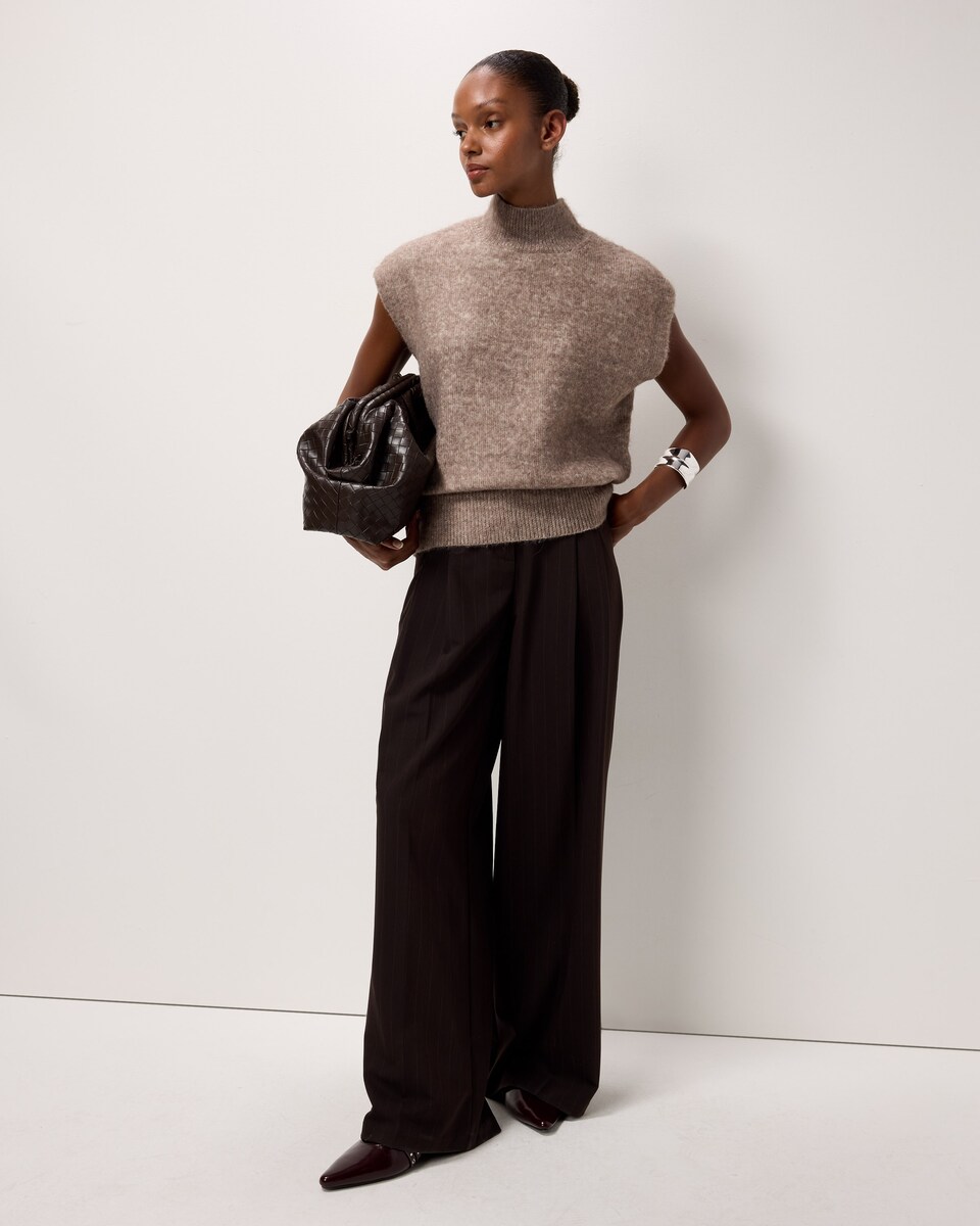 image 1 of F&F High Neck Knitted Vest in Mink