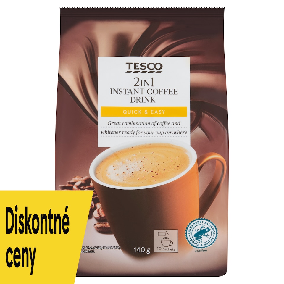 Tesco 2in1 rozpustná zmes na prípravu kávového nápoja 10 x 14 g (140 g)