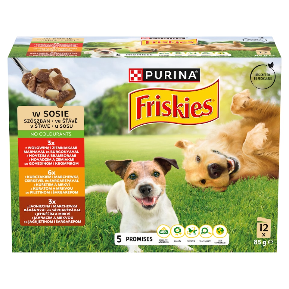 image 1 of Purina Friskies Complete Pet Food for Adult Dogs in Sauce 12 x 85 g (1020 g)