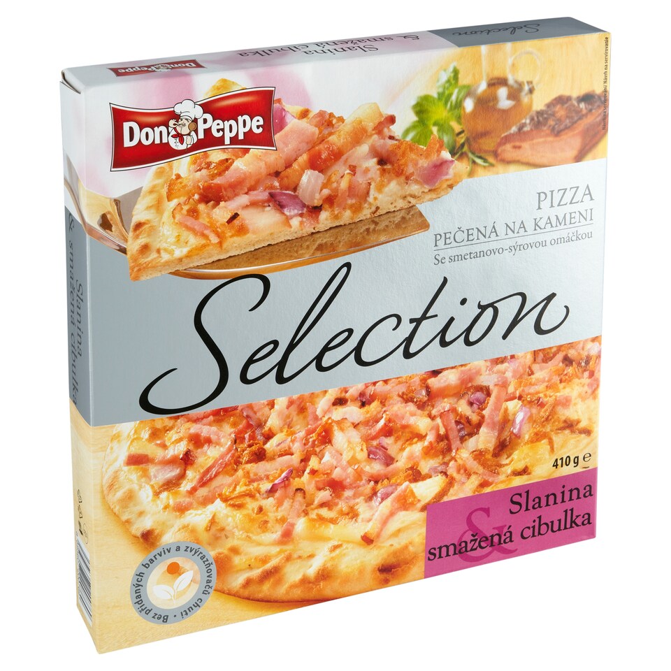 Obrázek 1 pro produkt Don Peppe Selection Pizza pečená na kameni slanina & smažená cibulka 410g