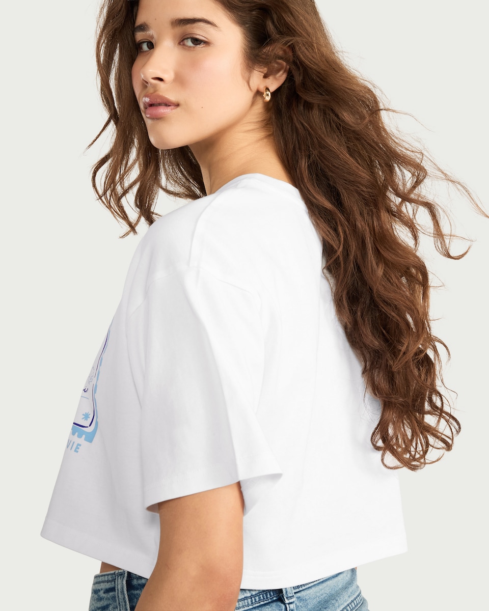 image 1 of OH ME OH MY Pure Cotton Cropped T-Shirt in White