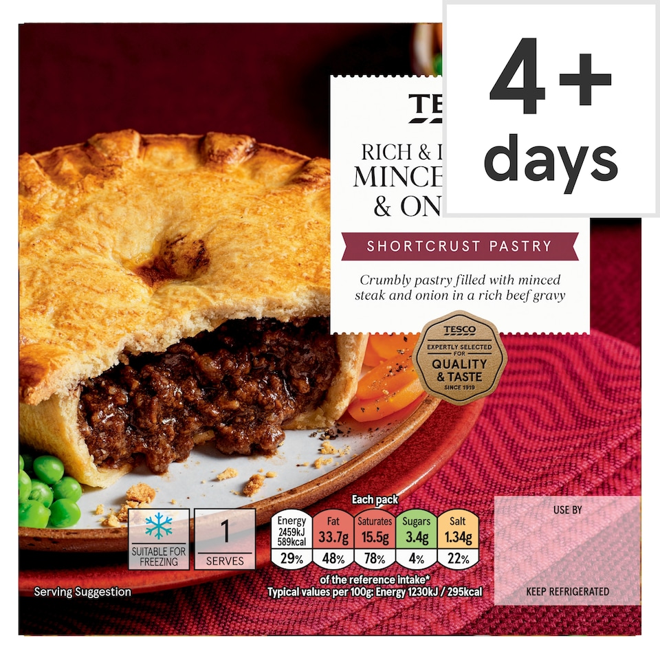 Tesco Minced Steak & Onion Shortcrust Pie 200G