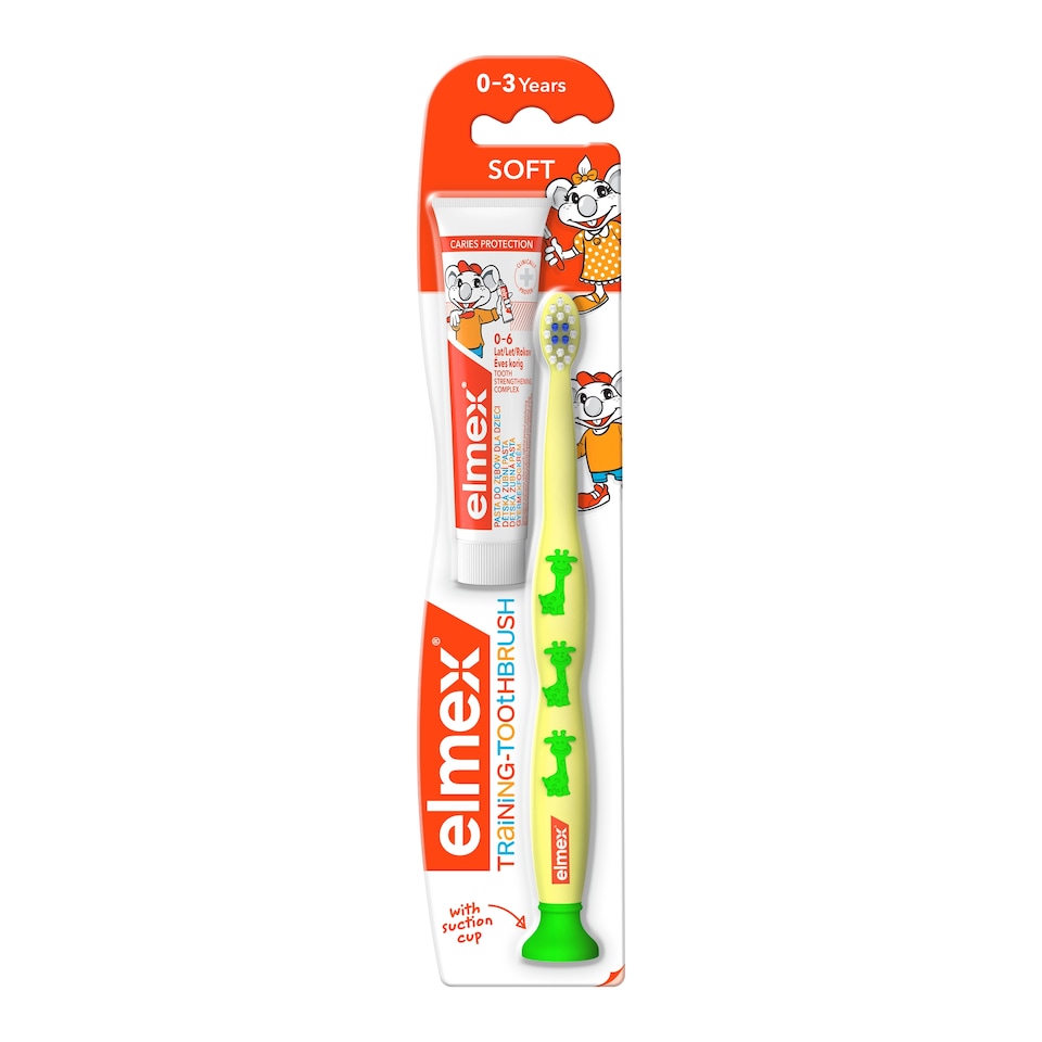 obrázok 1 z elmex® Kids cvičná detska zubná kefka pre deti vo veku 0 – 3 rokov 1 ks