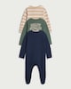 image 2 of F&F Baby 3-Pack Pure Cotton Bear Print Sleepsuits in Blue