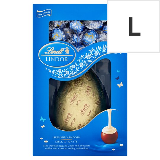 Lindt Lindor Milk & White Chocolate Egg With Truffles 285G Tesco