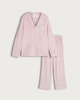 image 4 of F&F Fleece Stripe Print Revere Pyjamas Set in Pink