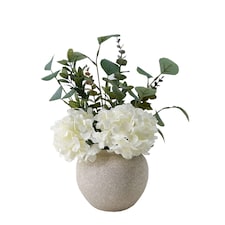 Bayswood Artificial Hydrangea & Euca In Round Vase