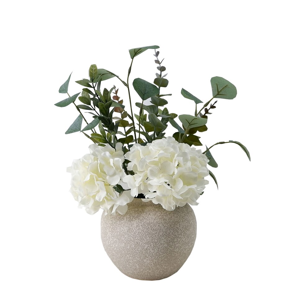 Bayswood Artificial Hydrangea & Euca In Round Vase