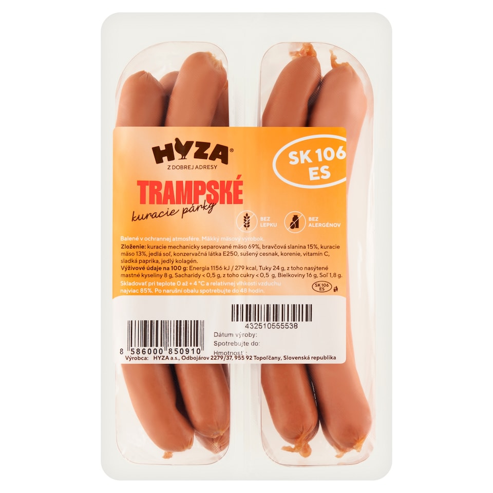 Hyza Trampské kuracie párky 2 x 180 g