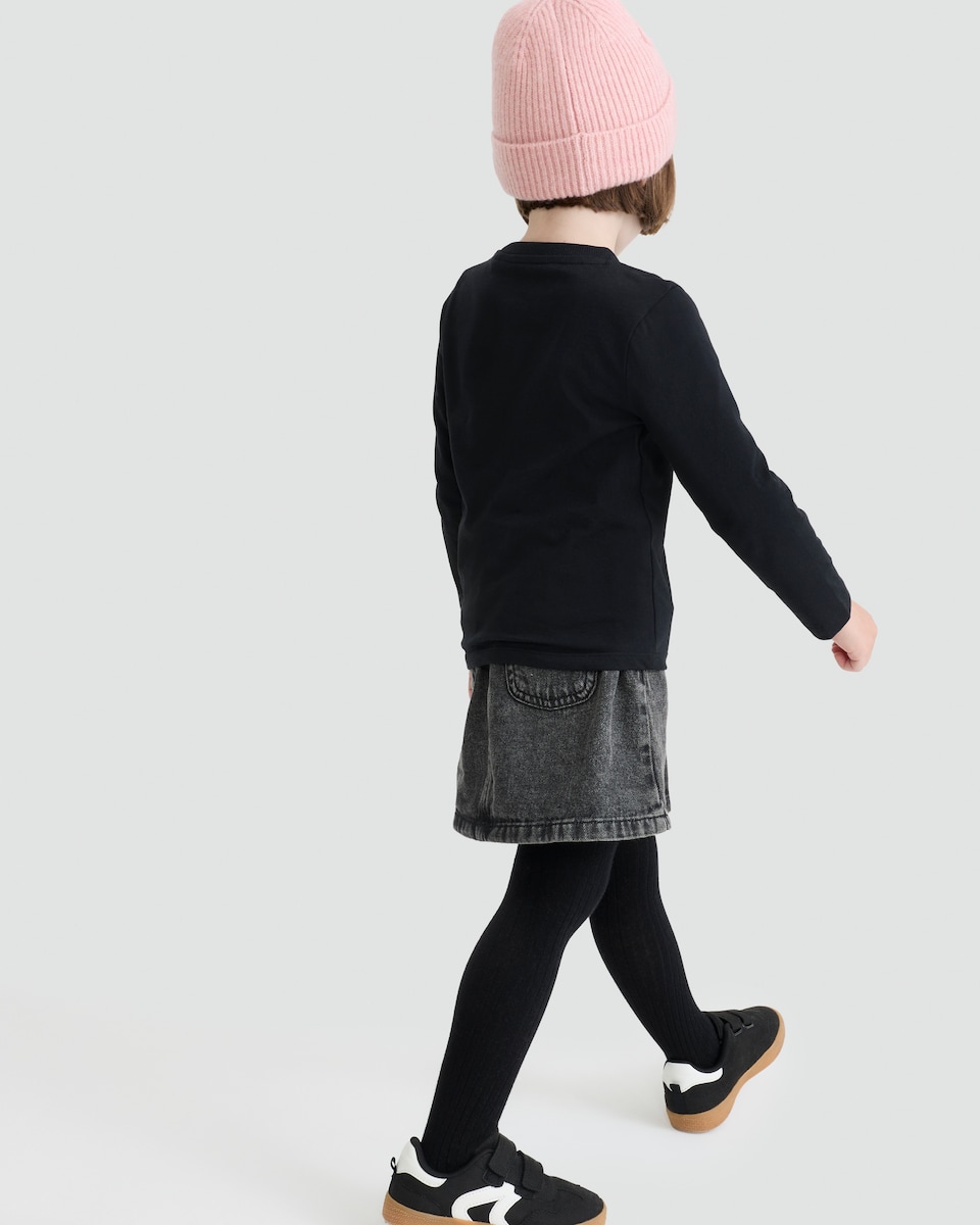 image 1 of F&F Girls Pure Cotton All About the Tricks Slogan Top in Black