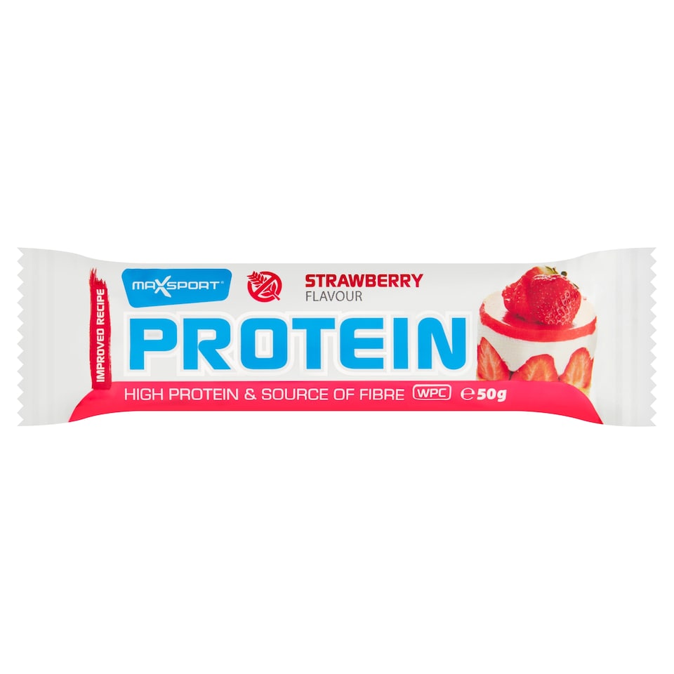 MaxSport Protein Bar with Strawberry Flavor in White Coating 50g