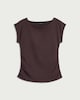 image 5 of F&F Cotton Rich Ruched Side Cap Sleeved Top in Chocolate