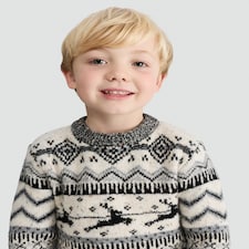 F&F Boys Reindeer Fair Isle Print Jumper in Grey
