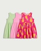 image 2 of F&F Girls 3-Pack Pure Cotton Pineapple Print Sleeveless Dresses in Multi Pink