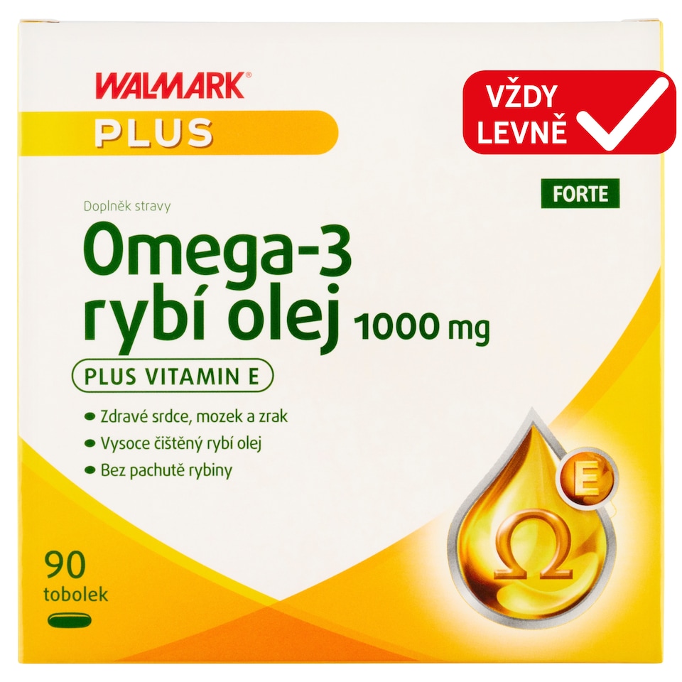 Obrázek 1 pro produkt Walmark Plus Forte omega-3 rybí olej 1000 mg doplněk stravy 90 tobolek 114,6g