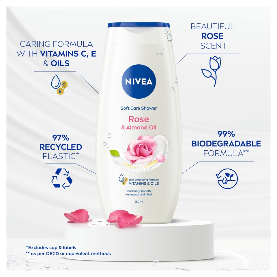 image 1 of Nivea Care Shower Rose And Almond Oil 250Ml