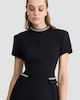 image 2 of The F&F Edit Ponte Embellished Collar Short Sleeved Dress in Black