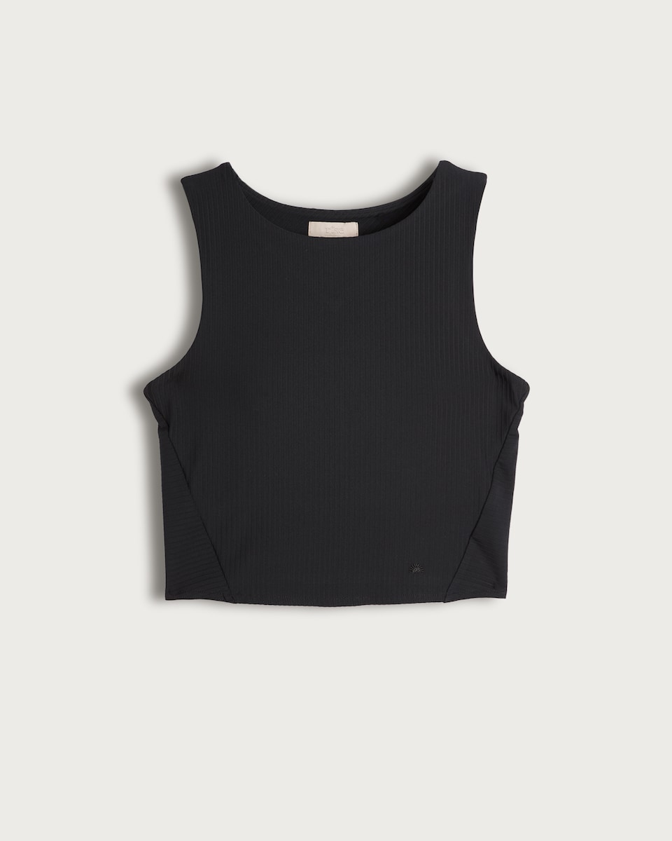 image 1 of Rise by Zara McDermott Ribbed Sleeveless Loungewear Top in Black