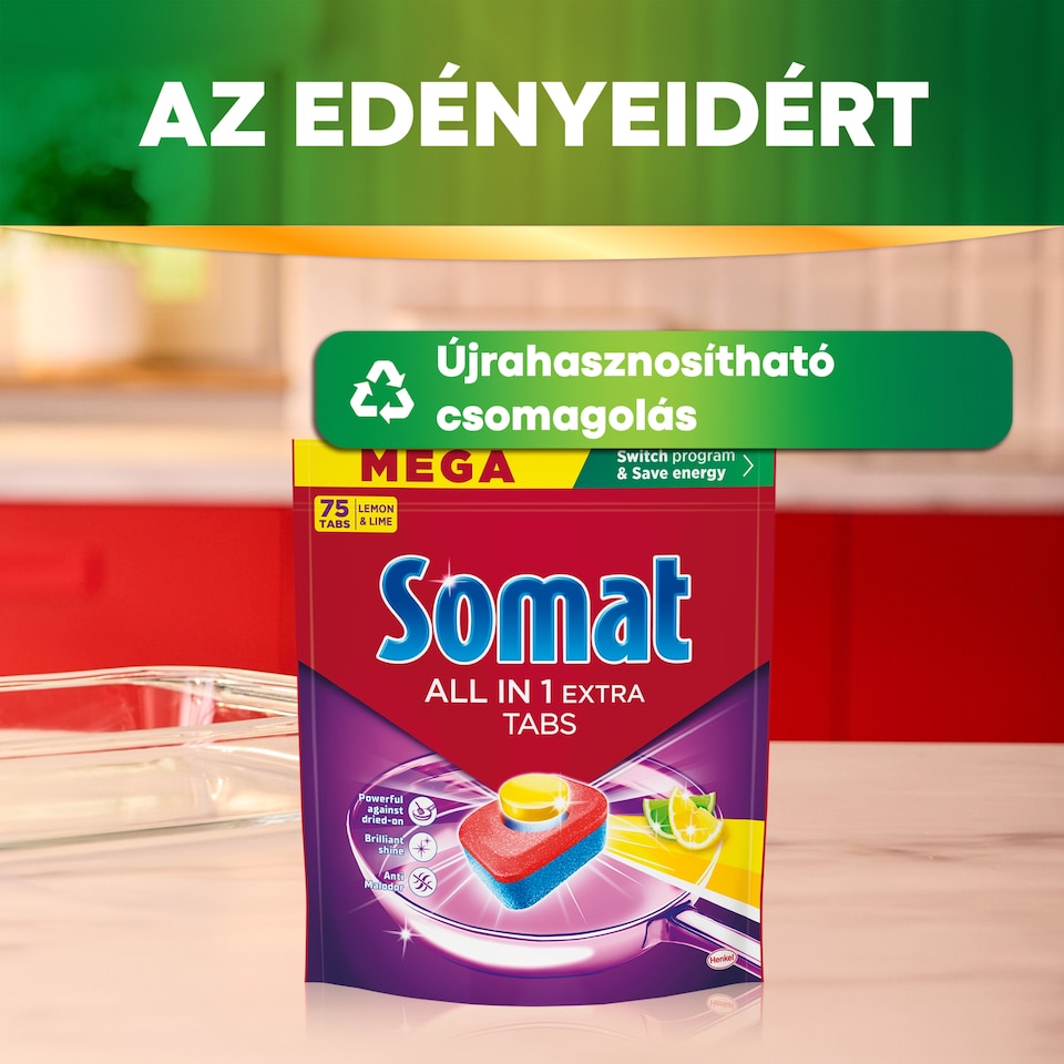 Somat All in One Extra Lemon & Lime mosogatógép tabletta 75 db  1. kép