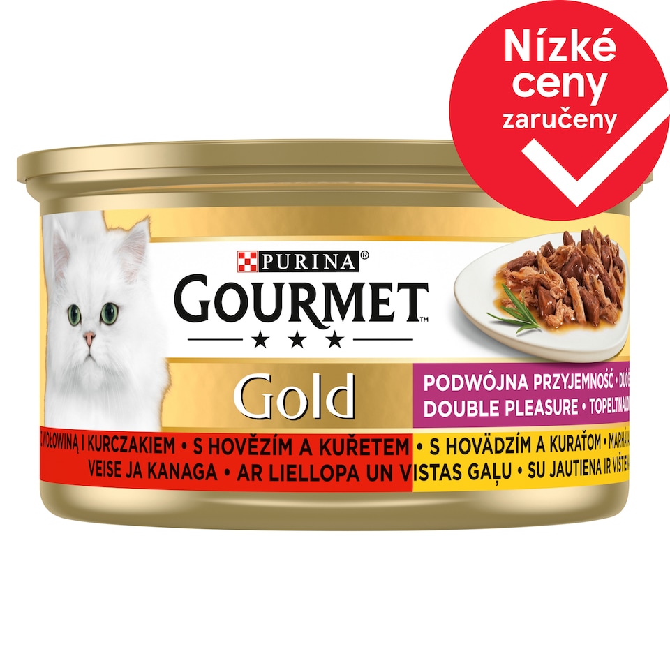 GOURMET Gold Double Pleasure s hovězím a kuřetem 85g