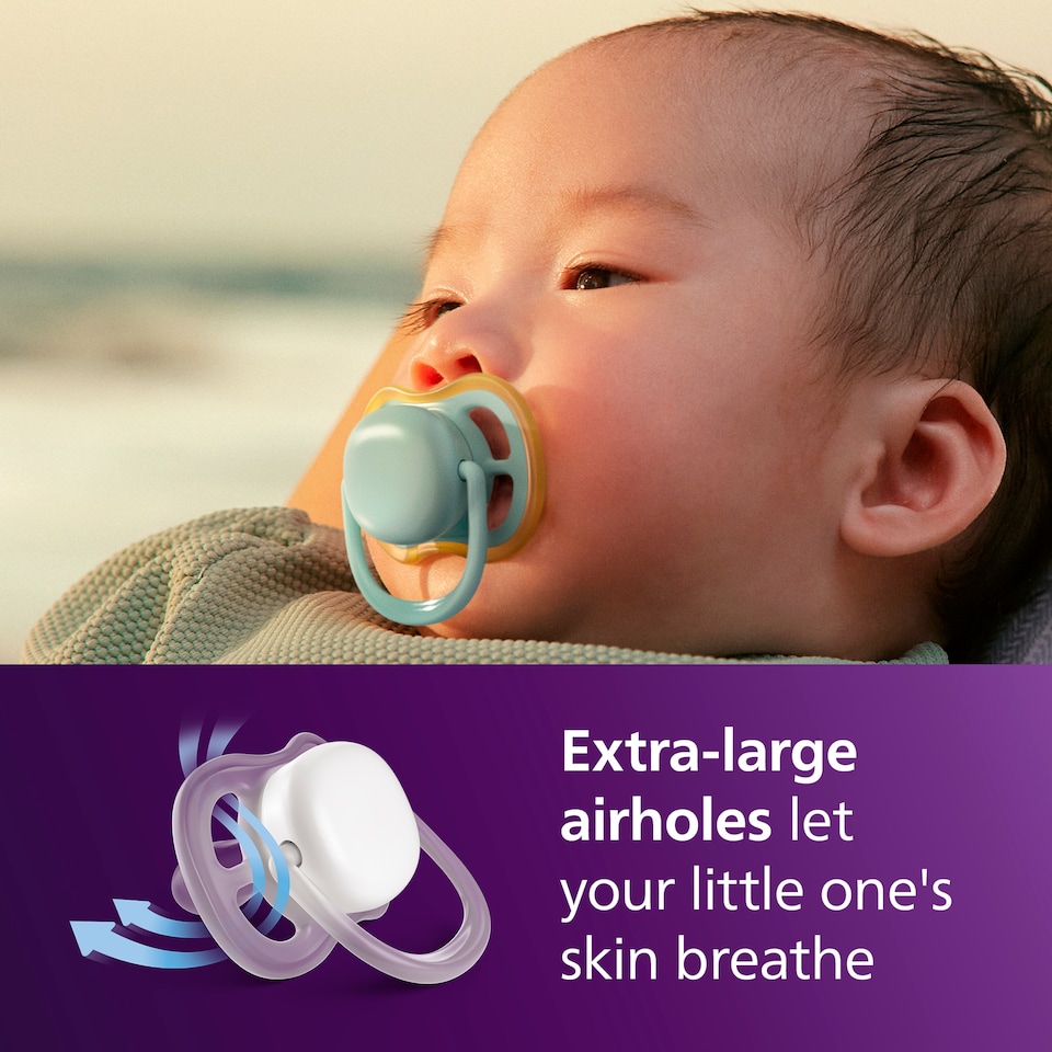 image 1 of Philips Avent Ultra Air Night Time Soother 0-6 months 2 pack