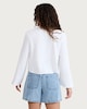 image 2 of F&F Tie Front V Neck Blouse in White