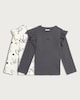 image 2 of F&F Girls 2-Pack Cotton Rich Ribbed Long Sleeved Tops in Multi Black White