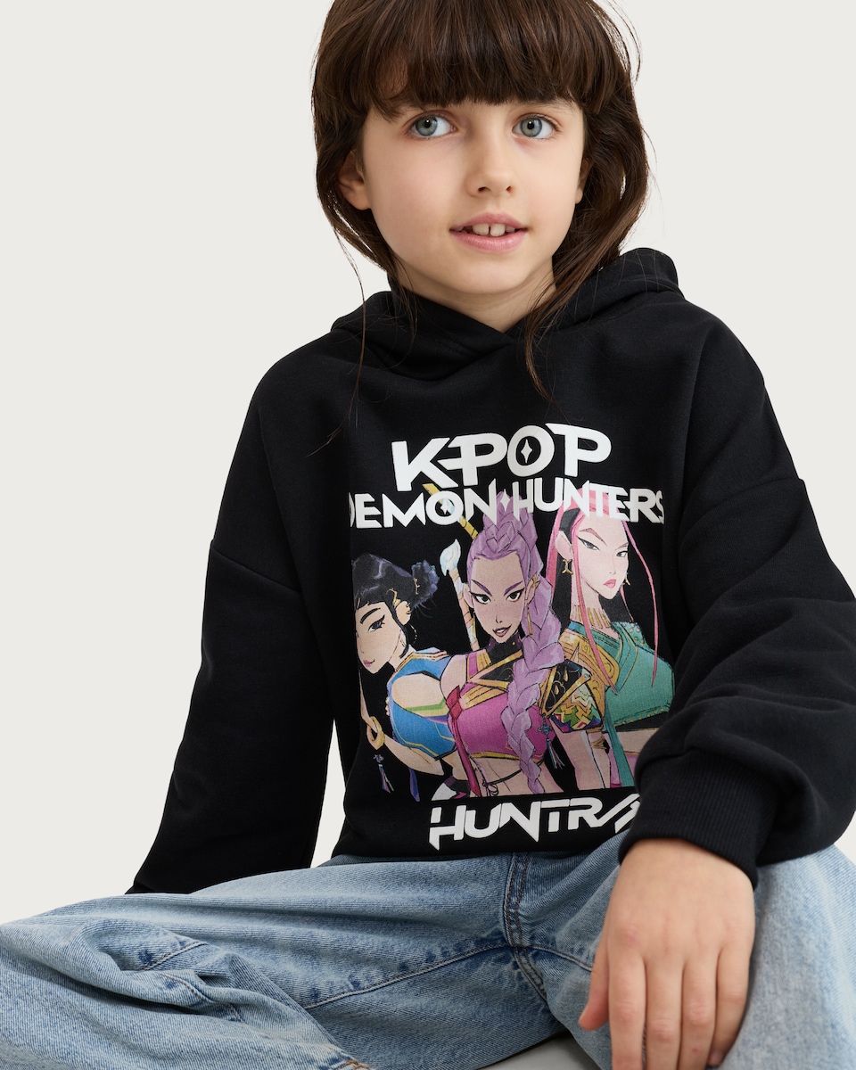image 1 of K-Pop Demon Hunters Cotton Rich Hoodie in Grey