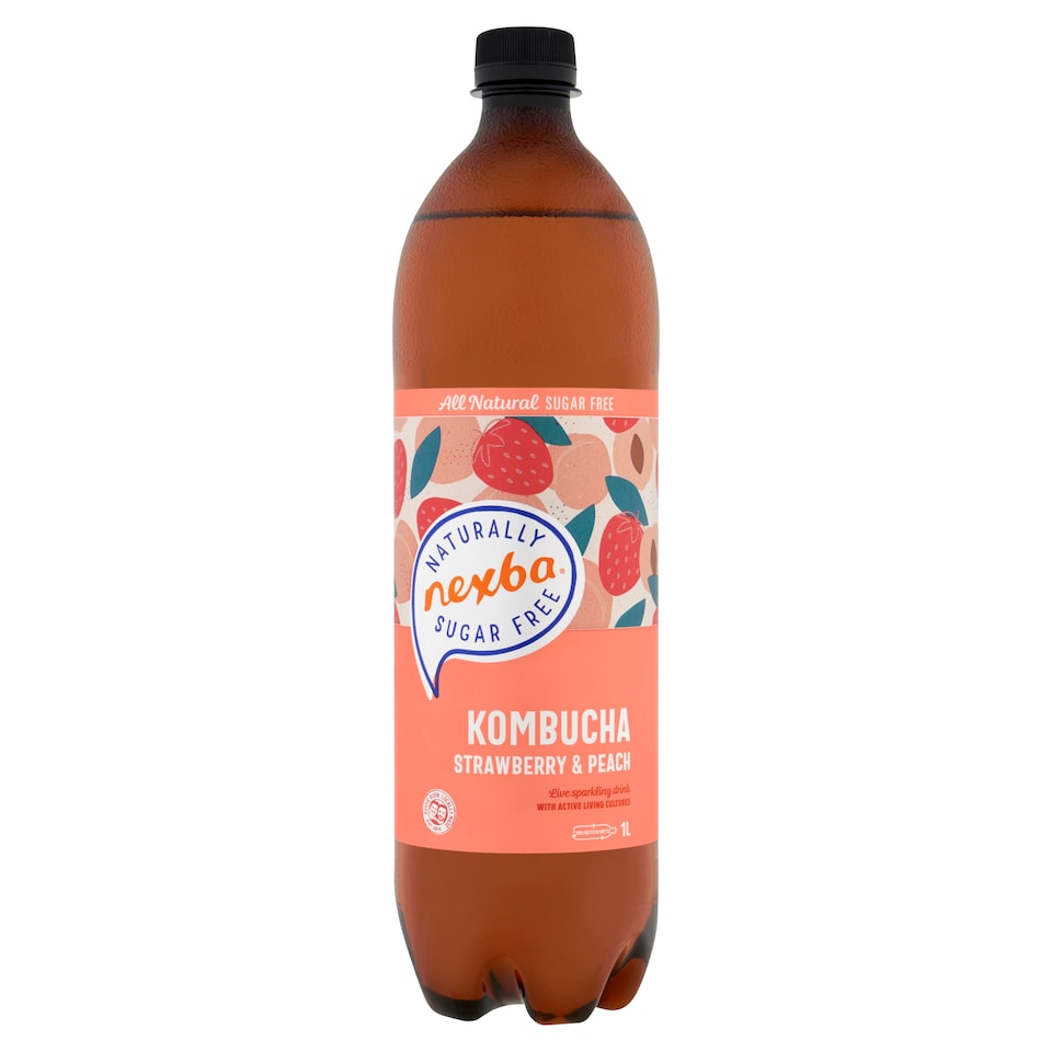 Nexba Strawberry & Peach Kombucha Drink 1 Litre