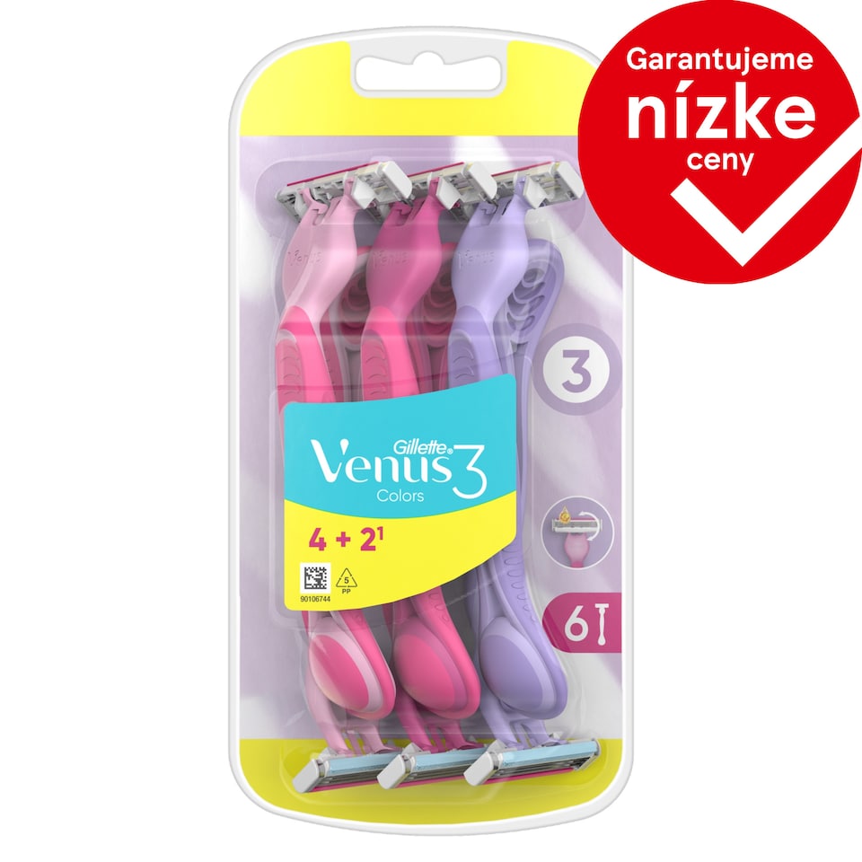 image 1 of Gillette Venus 3 Colors Disposable Razors, Pack Of 6