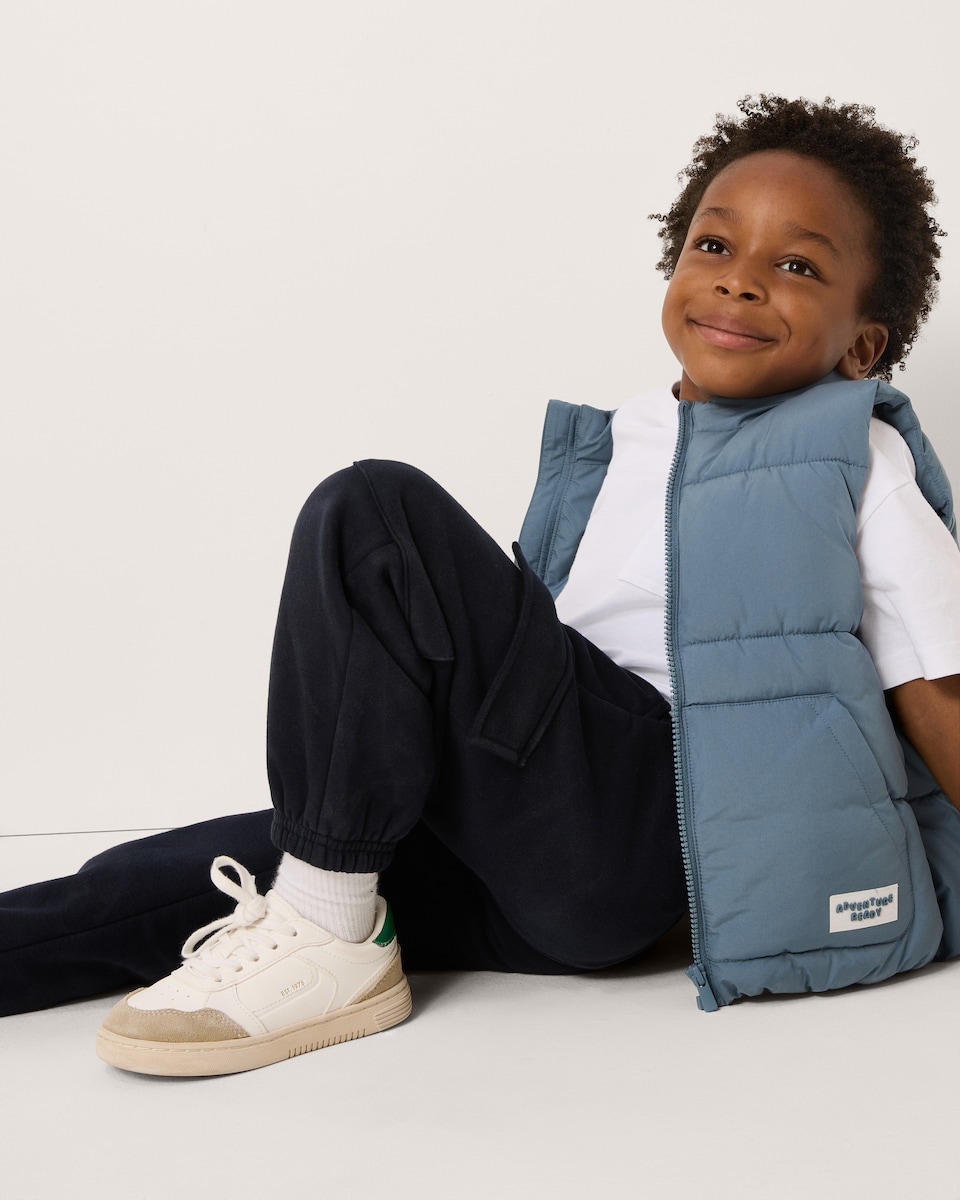 image 1 of F&F Boys Cotton Blend Cargo Joggers in Navy