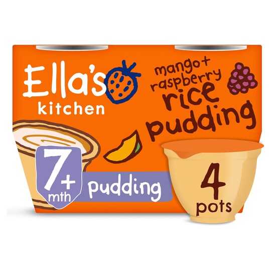 Ella's Kitchen Mango & Raspberry Rice Pudding 4X80g Tesco Groceries