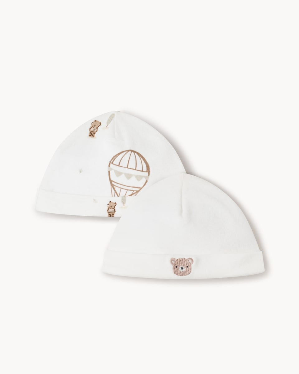 image 1 of F&F Baby 2-Pack Pure Cotton Hats in White