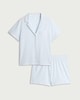 image 4 of F&F 2-Piece Pure Cotton Embroidered Revere Short Pyjama Set in Blue