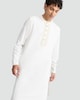 image 1 of F&F Cotton Blend Embroidered Longline Kurta Shirt in Cream