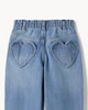 image 4 of F&F Girls Pure Cotton Heart Pocket Barrel Leg Jeans in Blue