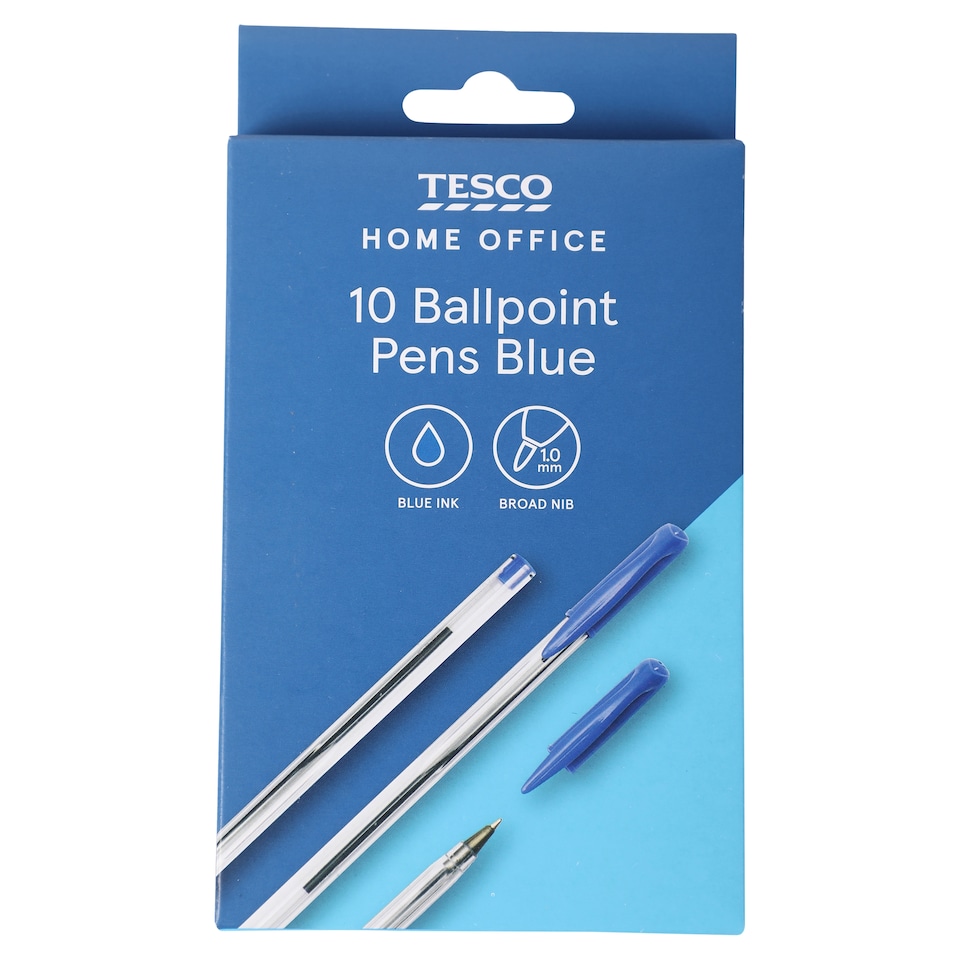 Tesco Ballpoint Pens Blue10 Pack