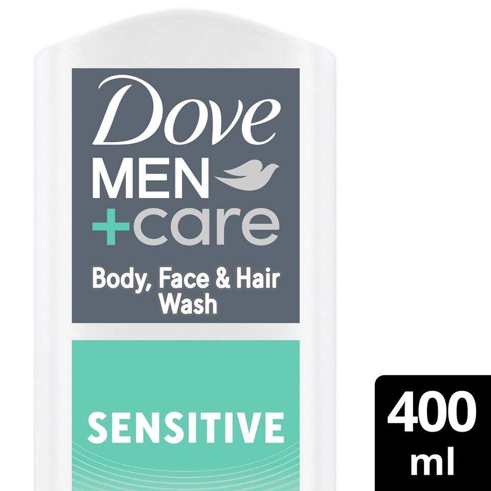 image 1 of Dove Men+Care Sensitive 3 In 1 Body Face+Hair 400Ml