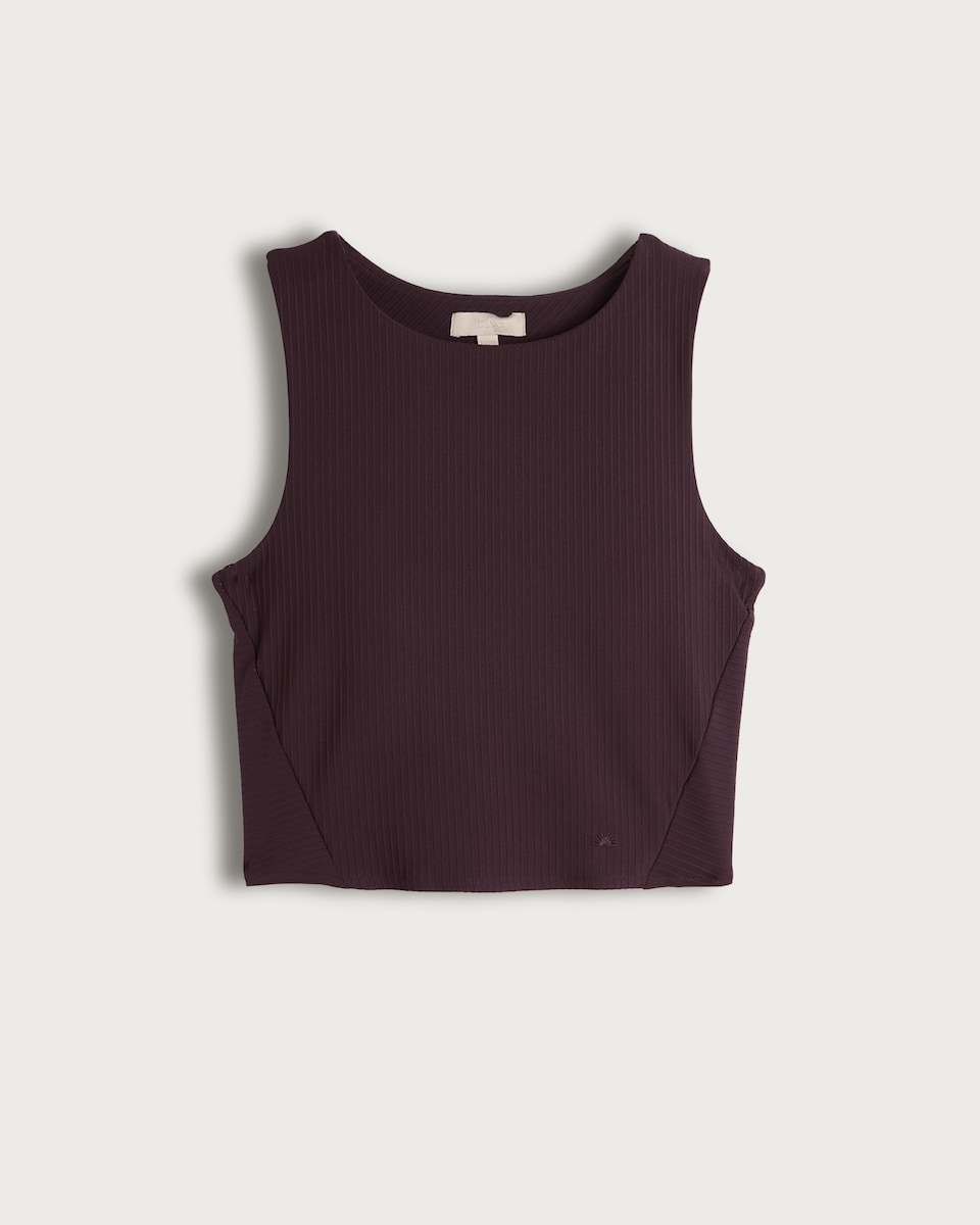 image 1 of Rise by Zara McDermott Ribbed Cropped Pyjama Top in Purple