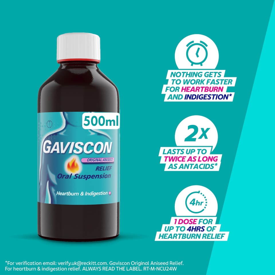 image 1 of Gaviscon Heartburn & Indigestion Liquid Aniseed 500ml