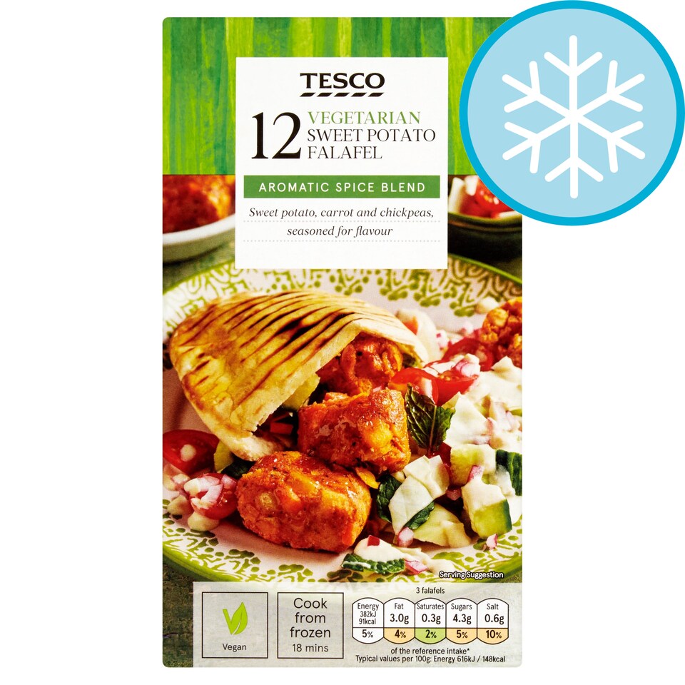 Tesco 12 Vegan Sweet Potato Falafel 264G