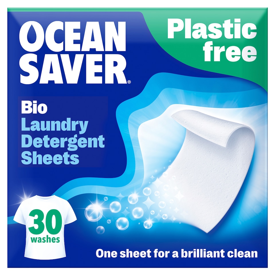 OceanSaver Plastic Free Bio Laundry Detergent Sheets 30 Washes 60g